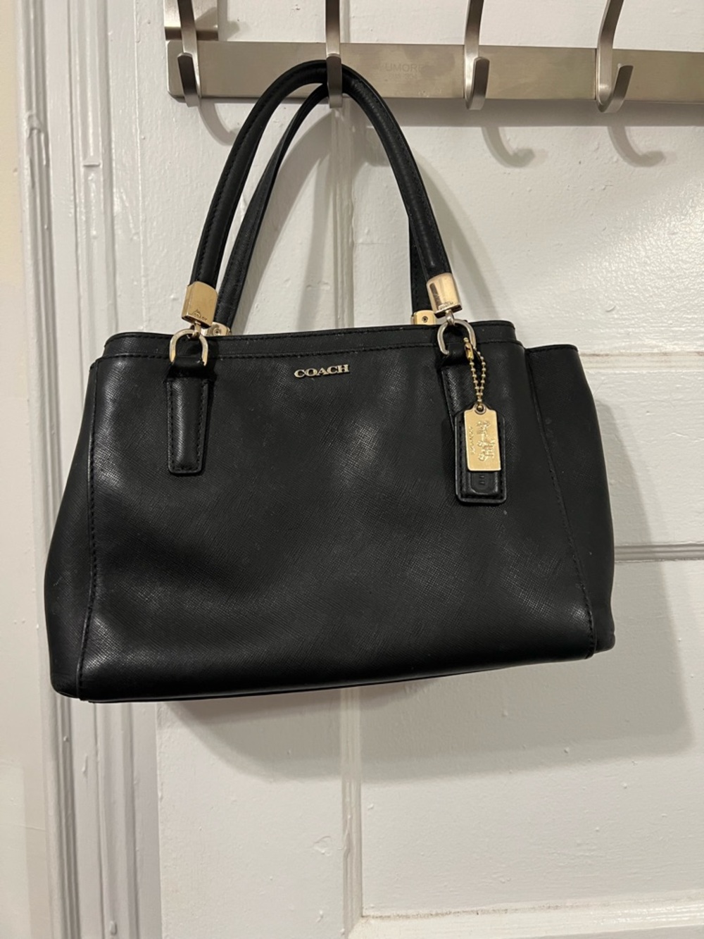 Coach Black Leather Satchel with Gold Hardware